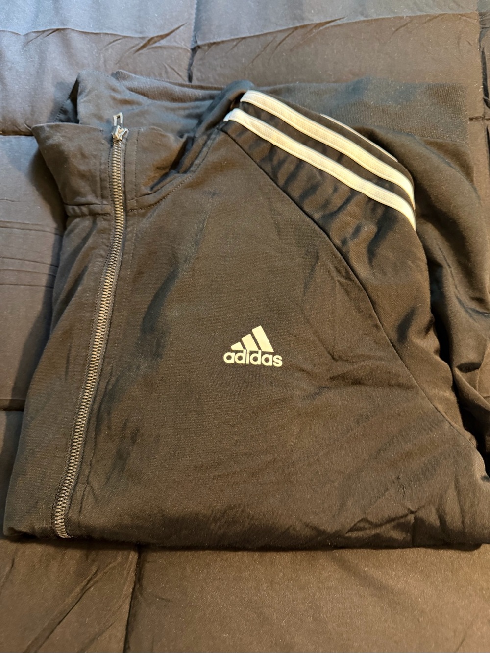 adidas Black Track Jacket with White Stripes size 2x